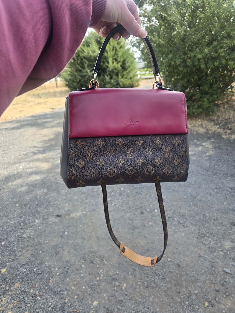 Louis Vuitton Two-Tone Monogram Top Handle Bag in Red and Brown - Picture 7 of 7
